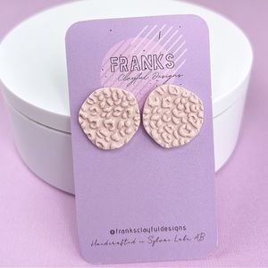 Leopard Print Texture Handmade Polymer Clay Statement Stud Earrings